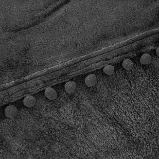 Koc narzuta Pompie 150x200 czarny z pomponami
