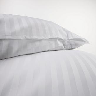 Pościel hotelowa adamaszek 160x200 na zakładkę PASY 2cm biała