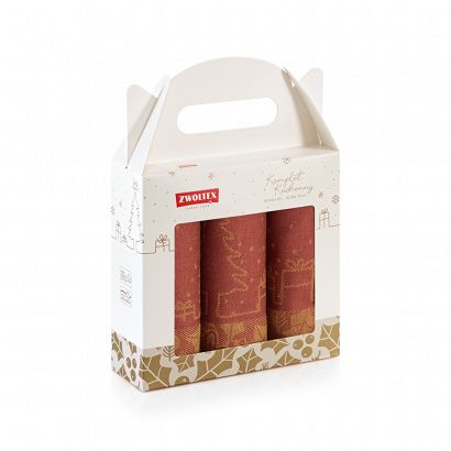 Komplet ścierek kuchennych świąteczny ZWOLTEX Merry Christmas czerwony