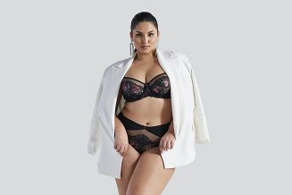 Biustonosz Soft Side Support AV 2122 miękki czarny z kwiatowym haftem