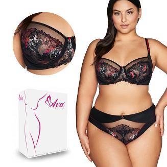 Biustonosz Soft Side Support AV 2122 miękki czarny z kwiatowym haftem