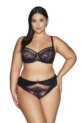 Biustonosz Soft Side Support AV 2122 miękki czarny z kwiatowym haftem