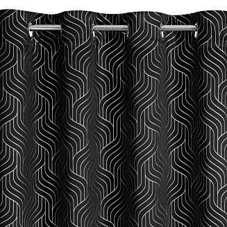 Zasłona gotowa na przelotkach OLETA 140x250 Eurofirany czarny