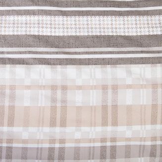 Pościel bawełniana COTTONLOVE 160x200 beżowa brązowa dekoracyjne pasy i krata