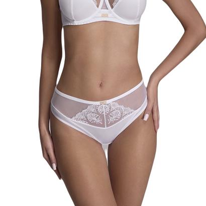 Figi damskie z haftem i tiulem AV 2199 białe