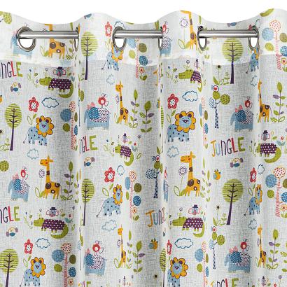 Zasłona gotowa na przelotkach BILLY 140x250 Eurofirany dziecięca biała w zwierzątka