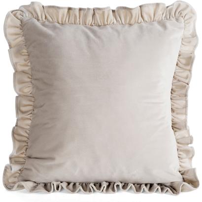 Poszewka dekoracyjna BRENDA1 45x45 Eurofirany beżowa welwetowa zdobiona falbanami