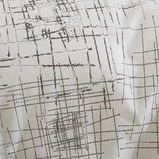 Pościel satyna bawełniana 140x200 szara biała geometryczna kratka