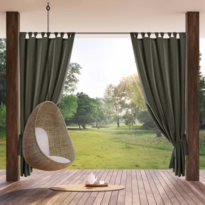 Zasłona gotowa na szelkach wodoodporna GARDEN 155x240 ogrodowa grafitowa