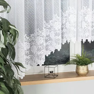 Firanka żakardowa gotowa na żabki DEMETRIA 500x160 biała