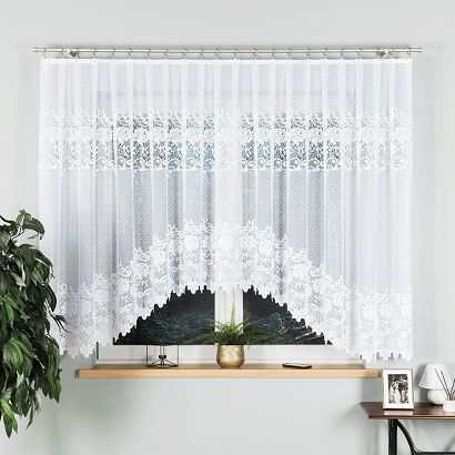 Firanka żakardowa gotowa na żabki DEMETRIA 500x160 biała
