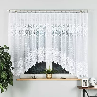 Firanka żakardowa gotowa na żabki DEMETRIA 500x160 biała