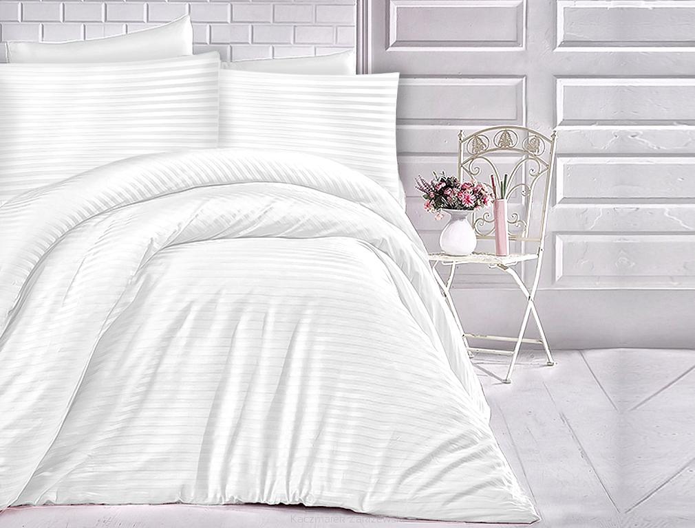 Pościel satyna bawełniana adamaszek 160x200 biała