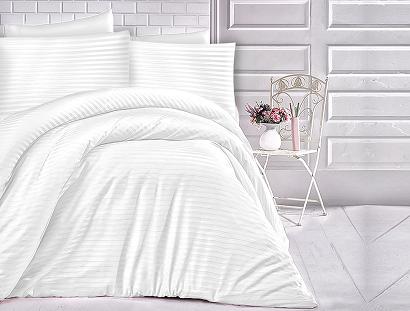 Pościel satyna bawełniana adamaszek 160x200 biała