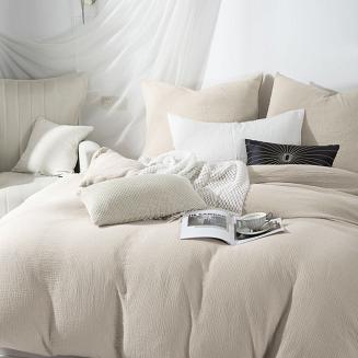 Jasno Beżowa Bawełniana Pościel Muślinowa 220x200