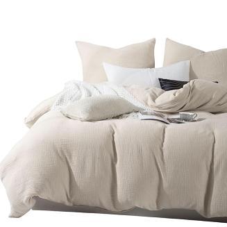 Pościel bawełniana MUŚLINOWA 220x200 jasnobeżowa