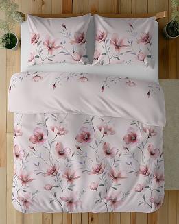 Pościel bawełniana 180x200 Detexpol pudrowa w różowe kwiaty