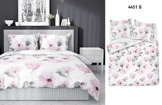 Pościel satynowa 200x220 Home Satin kwiaty na białym tle