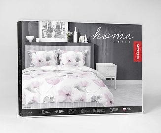Pościel satynowa 200x220 Home Satin kwiaty na białym tle