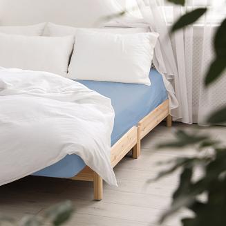 Prześcieradło satyna bawełniana z gumką 120x200 Darymex niebieskie