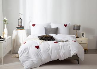 Biała Pościel w Serca 220x200 Cuty Serce