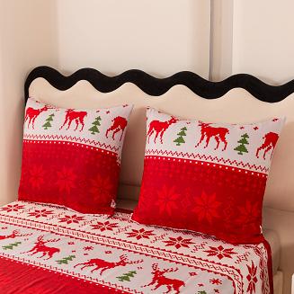 Pościel świąteczna 160x200 czerwona biała zielona norweski motyw