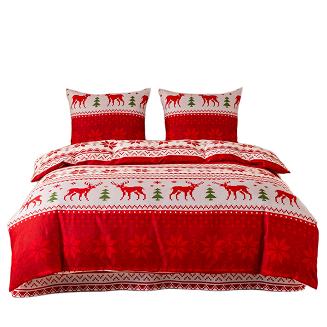 Pościel świąteczna 160x200 czerwona biała zielona norweski motyw
