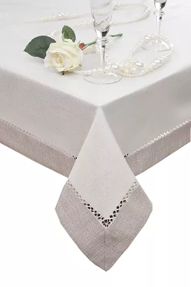 Obrus dekoracyjny EMMA 85x85 Eurofirany biały/srebrny