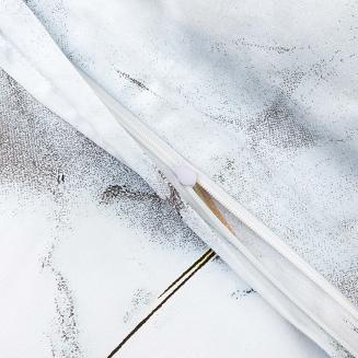 Pościel satyna bawełniana SATYNLOVE 220x200 biała szara złota marmurek