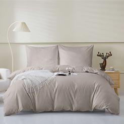 Komplet pościeli adamaszek satyna bawełniana 220x200 taupe