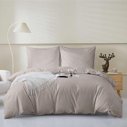 Komplet pościeli adamaszek satyna bawełniana 220x200 taupe