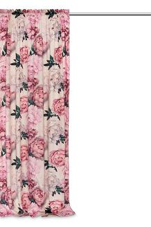 Zasłona gotowa na taśmie Peony Light 140x270 welurowa kwiaty peonie