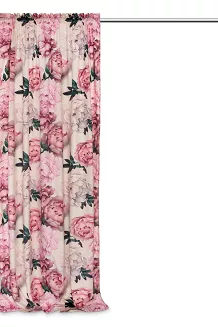 Zasłona gotowa na taśmie Peony Light 140x270 welurowa kwiaty peonie