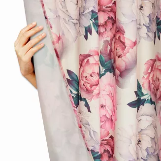 Zasłona gotowa na taśmie Peony Light 140x270 welurowa kwiaty peonie
