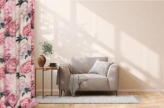 Zasłona gotowa na taśmie Peony Light 140x270 welurowa kwiaty peonie