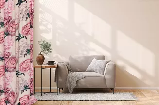 Zasłona gotowa na taśmie Peony Light 140x270 welurowa kwiaty peonie