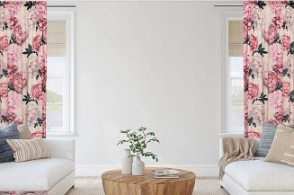 Zasłona gotowa na taśmie Peony Light 140x270 welurowa kwiaty peonie