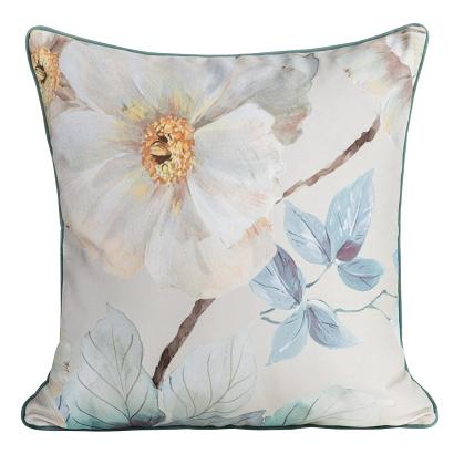 Poszewka dekoracyjna ALINE 60x60 Eurofirany miętowa niebieska kremowa w duże kwiaty