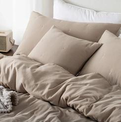 Poszewka fakturowana struktura do narzuty Dotta 45x45 mocca z haftem kropek