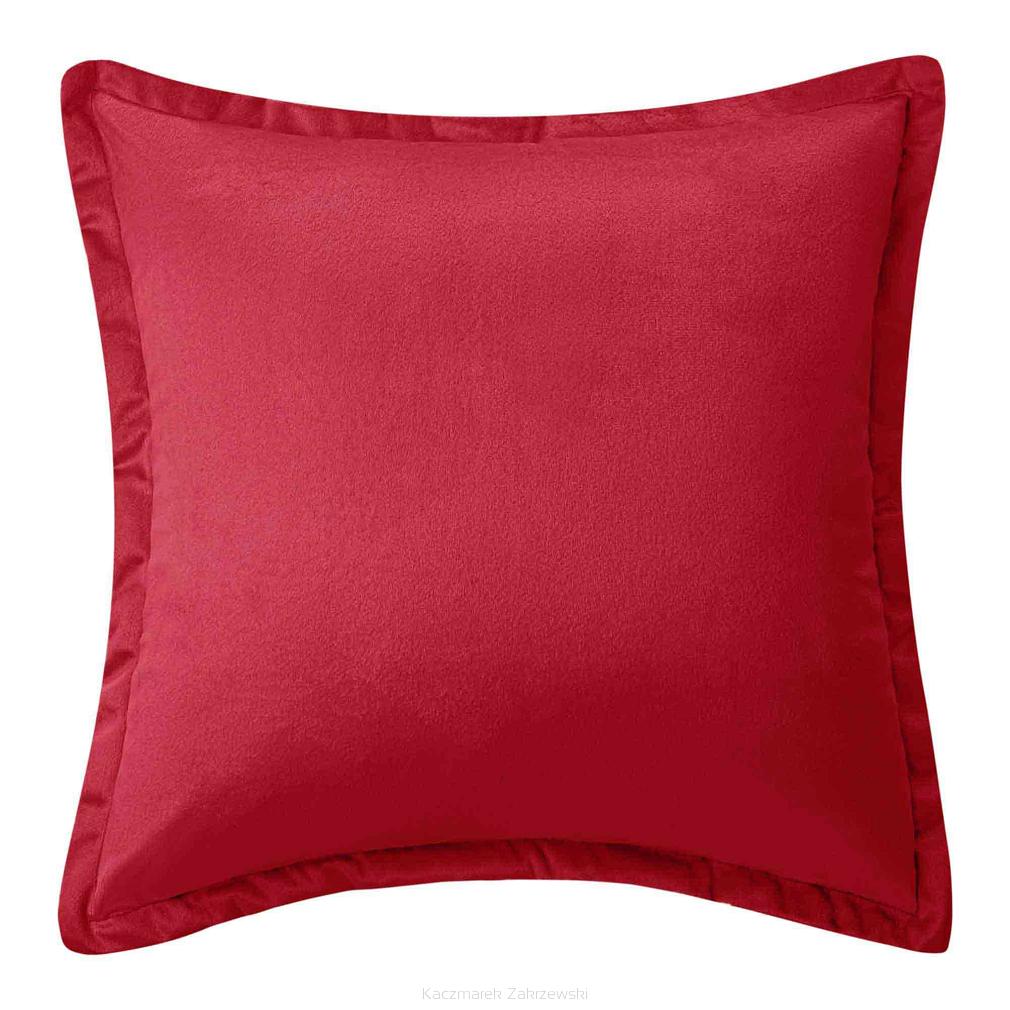 Poszewka dekoracyjna SOFT 40x40 welurowa czerwona z lamówką