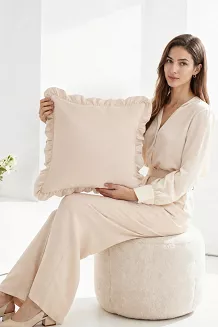 Poszewka do pościeli z falbanką RUFFY PREMIUM 40x40 jasnobeżowa