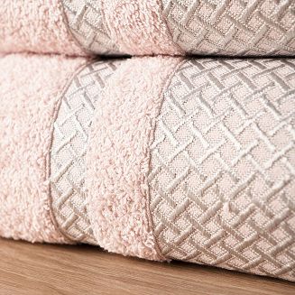 Ręcznik bawełniany LIONEL 50x90 pudrowy ze srebrną bordiurą