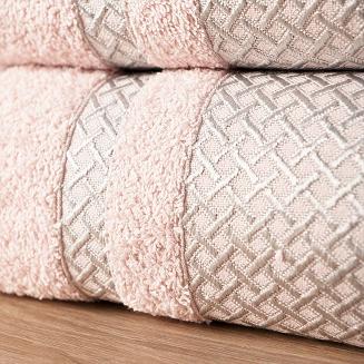 Ręcznik bawełniany LIONEL 50x90 pudrowy ze srebrną bordiurą