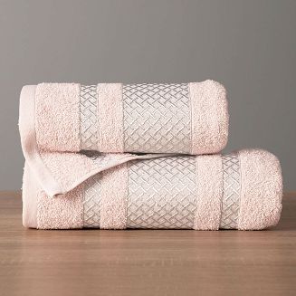 Ręcznik bawełniany LIONEL 50x90 pudrowy ze srebrną bordiurą