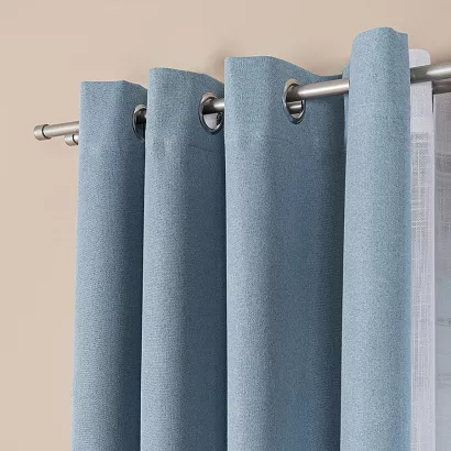 Zasłona gotowa na przelotkach 140x230 SUPER BLACKOUT zaciemniająca niebieska