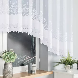 Firanka żakardowa gotowa na żabki GENOWEFA 450x140 biała