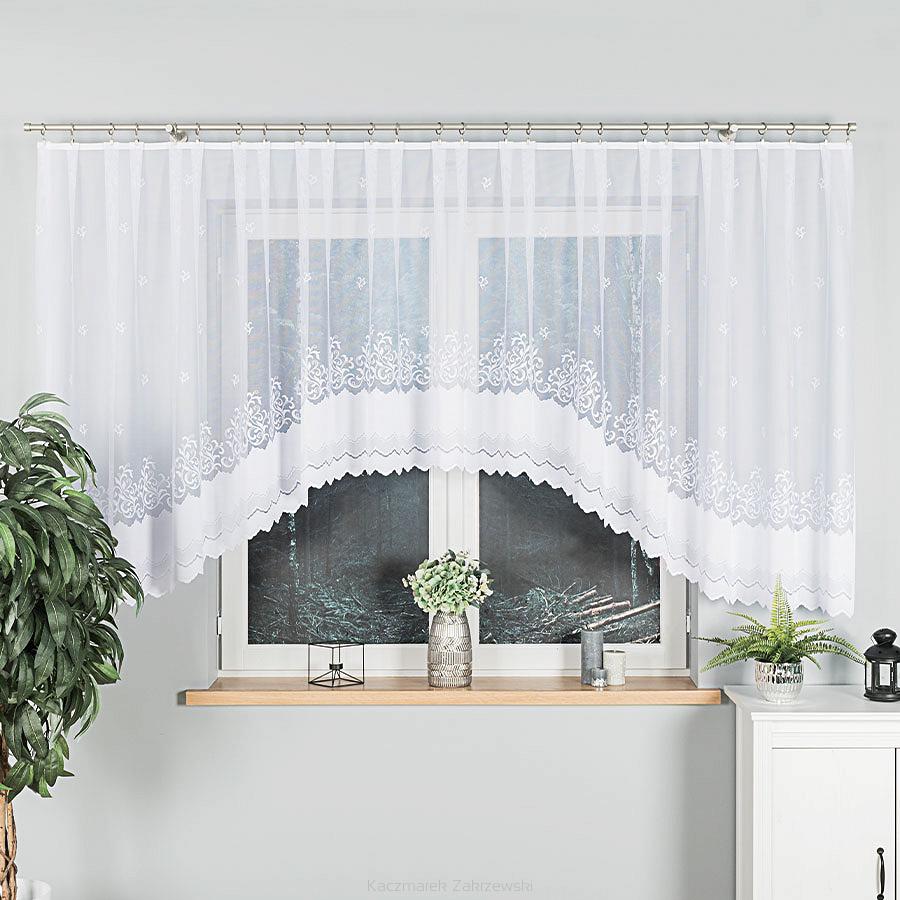 Firanka żakardowa gotowa na żabki GENOWEFA 450x140 biała