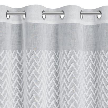 Firana gotowa na przelotkach ESTERI 140x250 Eurofirany biała z geometryczną aplikacją