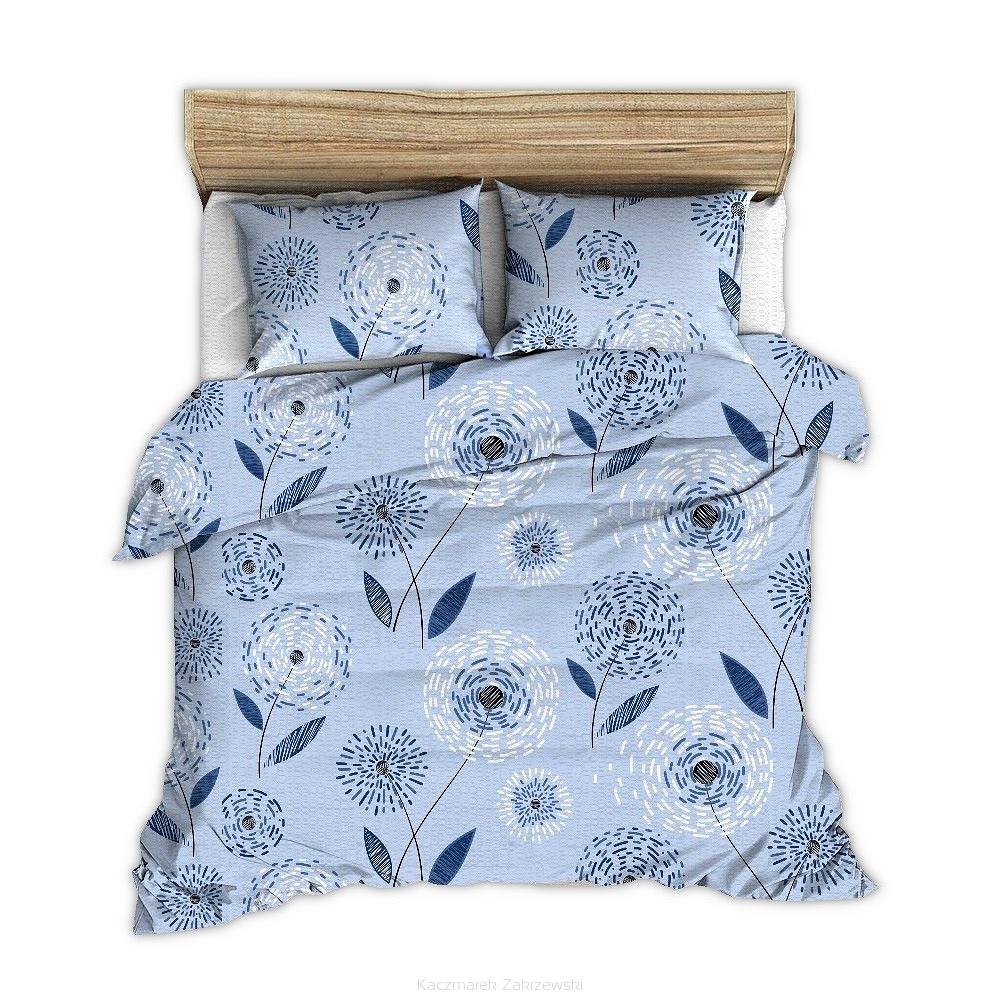 Pościel z kory 160x200 malowane dmuchawce na niebieskim tle