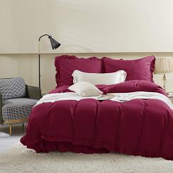 Pościel Ruffy 220x200 czerwona z falbanką